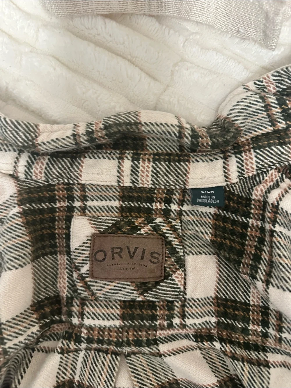 ORVIS Classic Green and White Plaid Men's Shirt Jacket